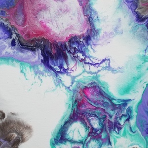 Viola-mályva-türkíz/Absztrakt festmény/Fluid art - művészet - festmény - akril - Meska.hu