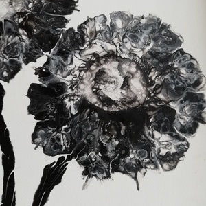 Virágok feketével/Fluid art/Festmény - művészet - festmény - akril - Meska.hu