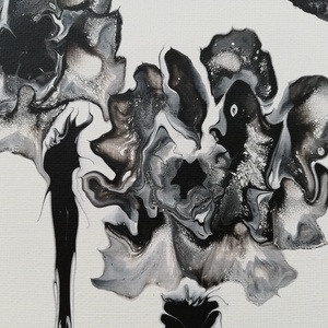 Szegfű feketével/Fluid art/Akrilfestmény - művészet - festmény - akril - Meska.hu