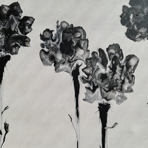 Szegfű feketével/Fluid art/Akrilfestmény - Meska.hu