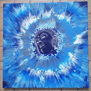 Kék Buddha / Fluid akril - otthon & életmód - dekoráció - kép & falikép - vászonkép - Meska.hu