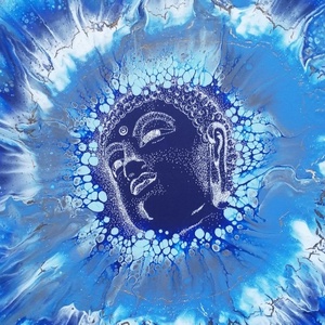 Kék Buddha / Fluid akril - otthon & életmód - dekoráció - kép & falikép - vászonkép - Meska.hu