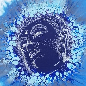 Kék Buddha / Fluid akril - Meska.hu