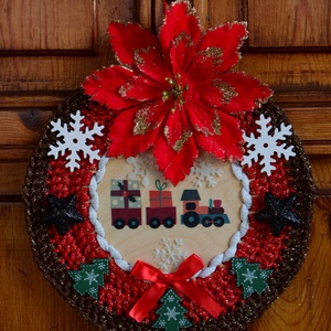 Karácsonyi horgolt ajtódísz - karácsony - adventi díszek - adventi ajtódísz - Meska.hu