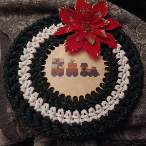 Karácsonyi horgolt ajtódísz - karácsony - adventi díszek - adventi ajtódísz - Meska.hu