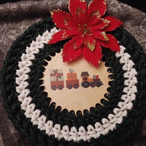 Karácsonyi horgolt ajtódísz - Meska.hu