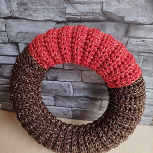 Horgolt karácsonyi / adventi koszorú, ajtódísz alap (30 cm) / Christmas crochet-covered wreath base - Meska.hu