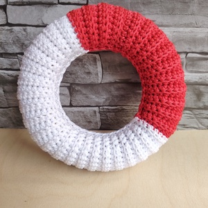 Horgolt karácsonyi / adventi koszorú, ajtódísz alap (20 cm) / Christmas crochet-covered wreath base - Meska.hu