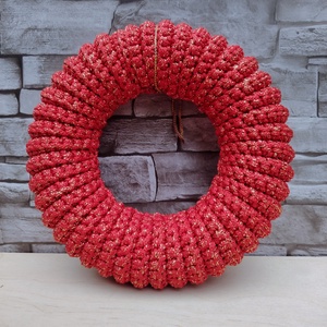 Horgolt karácsonyi  / adventi koszorú, ajtódísz alap (20 cm) / Christmas crochet-covered wreath base, Kellékek & szerszámok, Dekorációs kellékek, Koszorú, koszorúalap, Horgolás, MESKA
