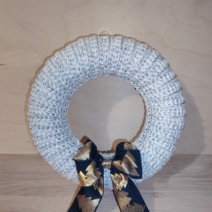 Horgolt karácsonyi / adventi koszorú, ajtódísz alap (25 cm) / Christmas crochet-covered wreath base, Karácsony, Adventi díszek, Adventi koszorú, Horgolás, MESKA