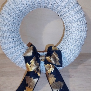 Horgolt karácsonyi / adventi koszorú, ajtódísz alap (25 cm) / Christmas crochet-covered wreath base - karácsony - adventi díszek - adventi koszorú - Meska.hu