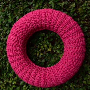 Horgolt Húsvéti  / tavaszi koszorú, ajtódísz alap (20 cm) / Easter or spring crochet-covered wreath base - kellékek & szerszámok - dekorációs kellékek - koszorú, koszorúalap - Meska.hu