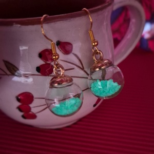 Foszforeszkáló üvveggömb fülbevalk - ékszer - fülbevaló - lógó fülbevaló - Meska.hu