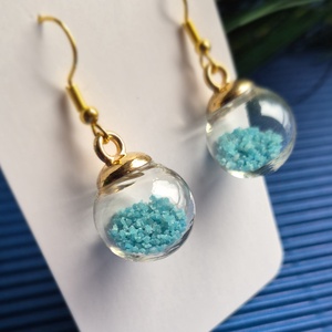 Foszforeszkáló üvveggömb fülbevalk, Ékszer, Fülbevaló, Lógó fülbevaló, Ékszerkészítés, MESKA