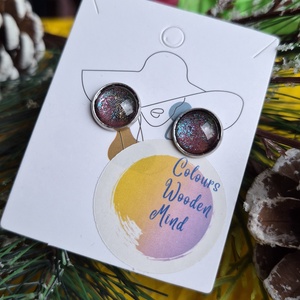  Nikkelmentes lila metálos fülbevaló - ékszer - fülbevaló - pötty fülbevaló - Meska.hu