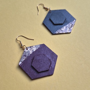 Absztrakt nagy alakú barna-arany fa fülbevaló - ékszer - fülbevaló - lógó fülbevaló - Meska.hu