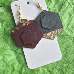 Absztrakt nagy alakú barna-arany fa fülbevaló - Meska.hu