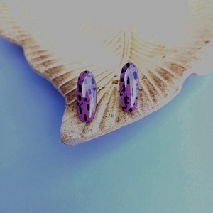 Hosszúkás lila fa bedugós fülbevaló , Ékszer, Fülbevaló, Pötty fülbevaló, Ékszerkészítés, Famegmunkálás, MESKA