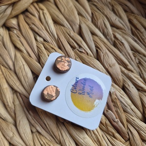 Réz mintázatú fa bedugós fülbevaló , Ékszer, Fülbevaló, Pötty fülbevaló, Ékszerkészítés, MESKA