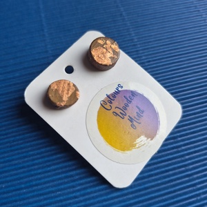 Réz mintázatú fa bedugós fülbevaló  - ékszer - fülbevaló - pötty fülbevaló - Meska.hu