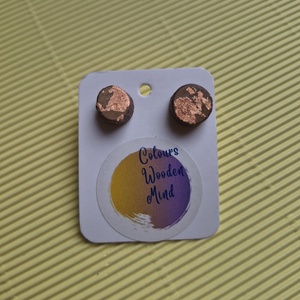 Réz mintázatú fa bedugós fülbevaló  - ékszer - fülbevaló - pötty fülbevaló - Meska.hu