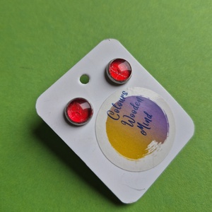 Bedugós piros üveg fülbevaló - ékszer - fülbevaló - pötty fülbevaló - Meska.hu