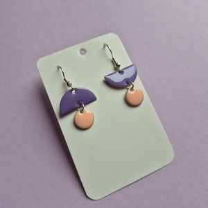 Lila-rózsaszín zománc lógós fülbevaló  - ékszer - fülbevaló - lógó fülbevaló - Meska.hu