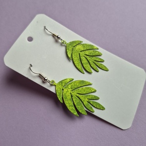 Zöld színű fém lógós fülbevaló  - ékszer - fülbevaló - lógó fülbevaló - Meska.hu