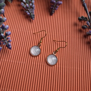 Rózsaszín mintás üveg fülbevaló , Ékszer, Fülbevaló, Lógó fülbevaló, Ékszerkészítés, MESKA