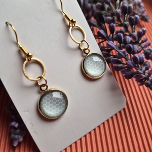 Kék mintás üveg fülbevaló  - ékszer - fülbevaló - lógó fülbevaló - Meska.hu