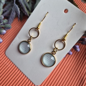 Kék mintás üveg fülbevaló  - ékszer - fülbevaló - lógó fülbevaló - Meska.hu