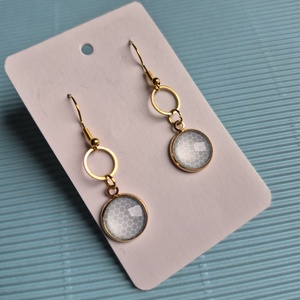 Kék mintás üveg fülbevaló , Ékszer, Fülbevaló, Lógó fülbevaló, Ékszerkészítés, MESKA