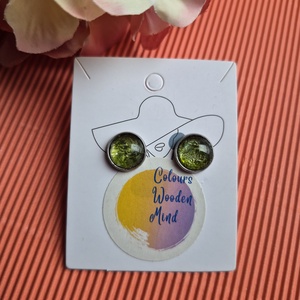 Bedugós nikkelmentes zöld papír-üveg fülbevaló  - ékszer - fülbevaló - pötty fülbevaló - Meska.hu