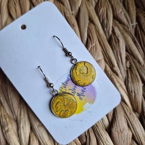 Aszimmetrikus sárga gyurma fülbevaló , Ékszer, Fülbevaló, Pötty fülbevaló, Ékszerkészítés, MESKA