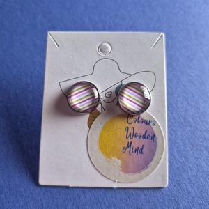 Bedugós csíkos üveg fülbevaló  - ékszer - fülbevaló - pötty fülbevaló - Meska.hu