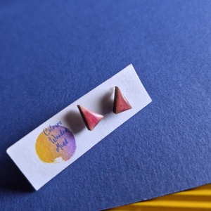 Mini háromszög piros fa bedugós fülbevaló , Ékszer, Fülbevaló, Pötty fülbevaló, Ékszerkészítés, Festett tárgyak, MESKA