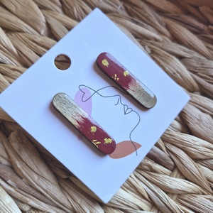 Piros-arany fa bedugós fülbevaló  - ékszer - fülbevaló - pötty fülbevaló - Meska.hu