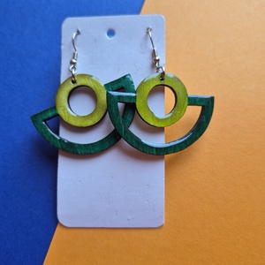 Zöld absztrakt lógós fa fülbevaló - ékszer - fülbevaló - lógó fülbevaló - Meska.hu