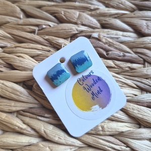 Kicsi kék fa bedugós fülbevaló  - ékszer - fülbevaló - pötty fülbevaló - Meska.hu