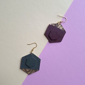 Absztrakt nagy alakú barna-arany fa fülbevaló, Ékszer, Fülbevaló, Lógó fülbevaló, Ékszerkészítés, Famegmunkálás, MESKA