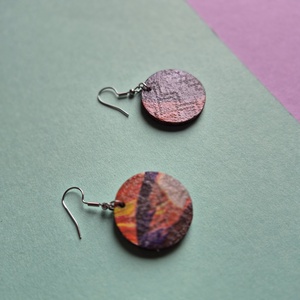 Barnás aszimmetrikus fa fülbevaló - ékszer - fülbevaló - lógó fülbevaló - Meska.hu