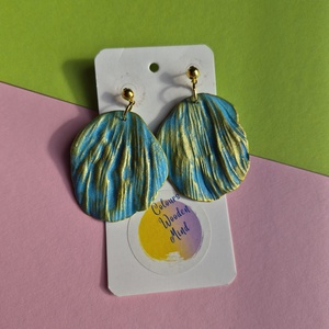 Szirom alakú kék-arany lógós fülbevaló - ékszer - fülbevaló - lógó fülbevaló - Meska.hu