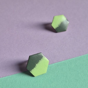 Zöld fa hatszög fülbevaló - Meska.hu