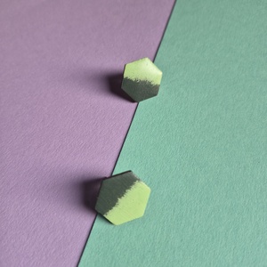 Zöld fa hatszög fülbevaló - ékszer - fülbevaló - pötty fülbevaló - Meska.hu