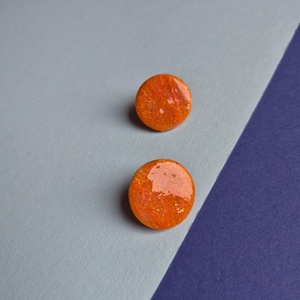 Narancsos bedugós kör gyurma fülbevaló - ékszer - fülbevaló - pötty fülbevaló - Meska.hu