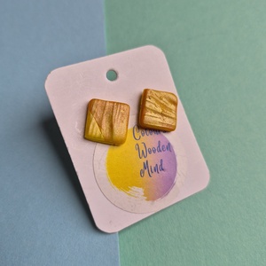 Sárga-narancs sütőgyurma bedugós fülbevaló  - ékszer - fülbevaló - pötty fülbevaló - Meska.hu