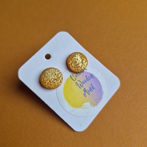 Arany-narancs kerek gyurma fülbevaló  - ékszer - fülbevaló - pötty fülbevaló - Meska.hu