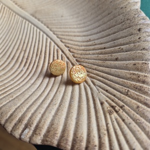 Arany-narancs kerek gyurma fülbevaló , Ékszer, Fülbevaló, Pötty fülbevaló, Ékszerkészítés, MESKA