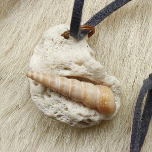 Csigaházas korallmedál, Ékszer, Nyaklánc, Medálos nyaklánc, Gravírozás, pirográfia, MESKA