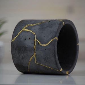 Kintsugi Effect Cementkerámia Kaspó, kaktusz, szukkulens növény számára, minimal dekor, indusztriál - otthon & életmód - dekoráció - virágdísz és tartó - cserép & kaspó - Meska.hu